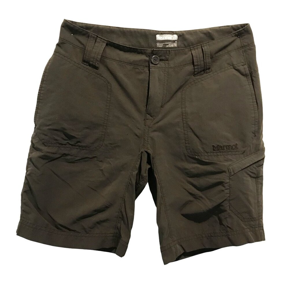 Marmot Womens 6 Bermuda Cargo Shorts Olive Green Nylon